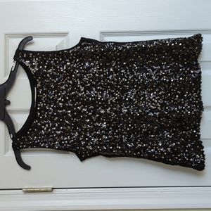 Loft sparkly black tank top medium petite